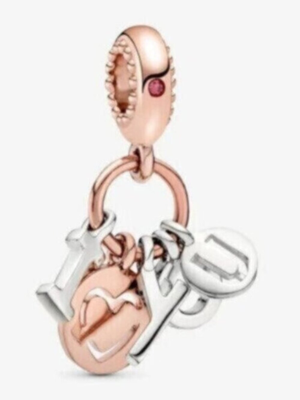 I Love You Letters Charm For Bracelet, Sterling Silver Charm